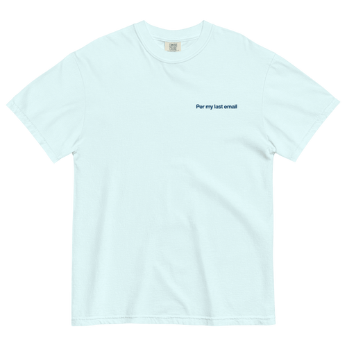 Per my last email Embroidered T-shirt