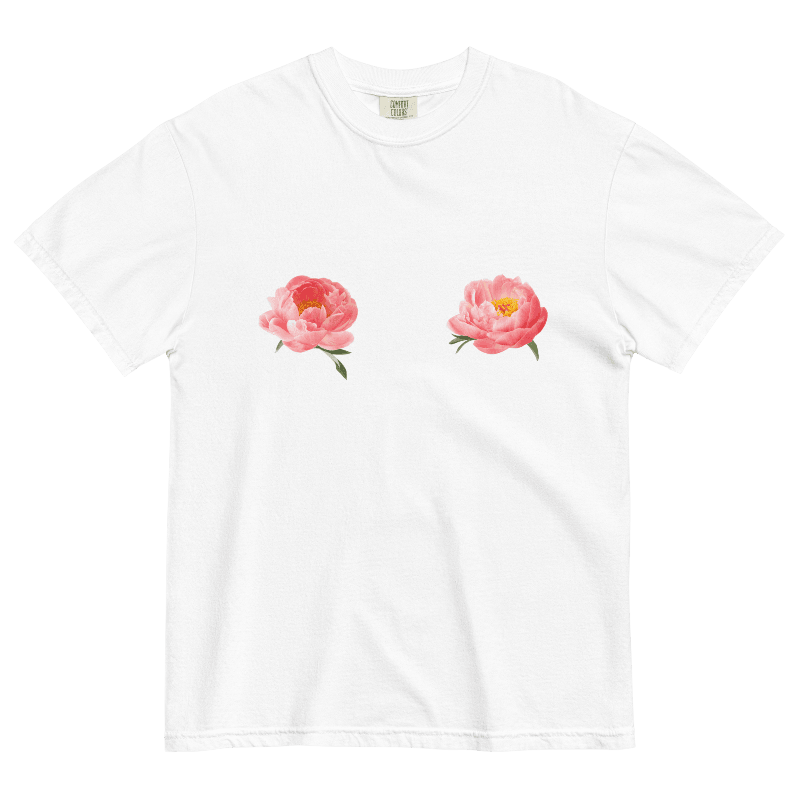 Pink Peony Flower Tits T-shirt - Polychrome Goods 🍊