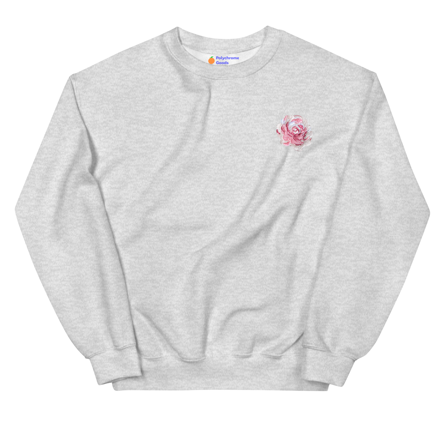 Pink Rose Flower Embroidered Sweatshirt