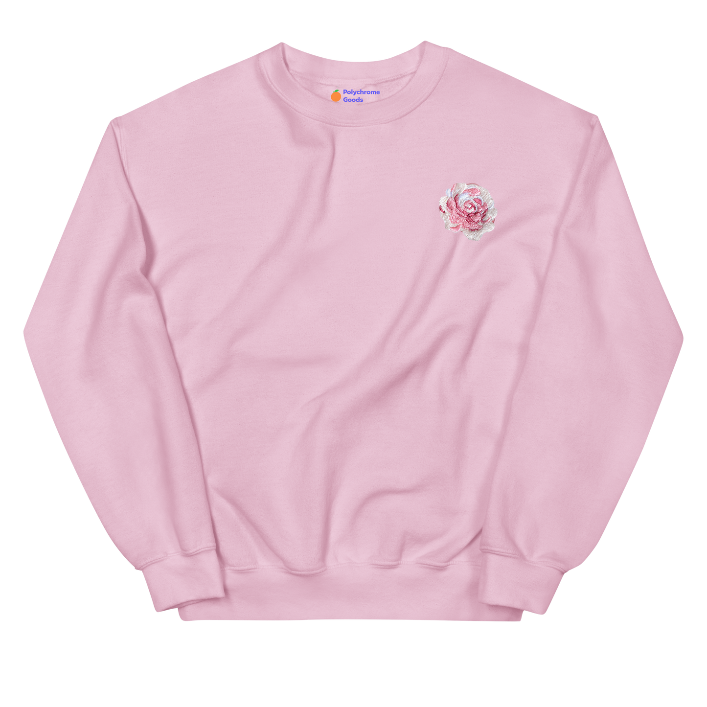 Pink Rose Flower Embroidered Sweatshirt