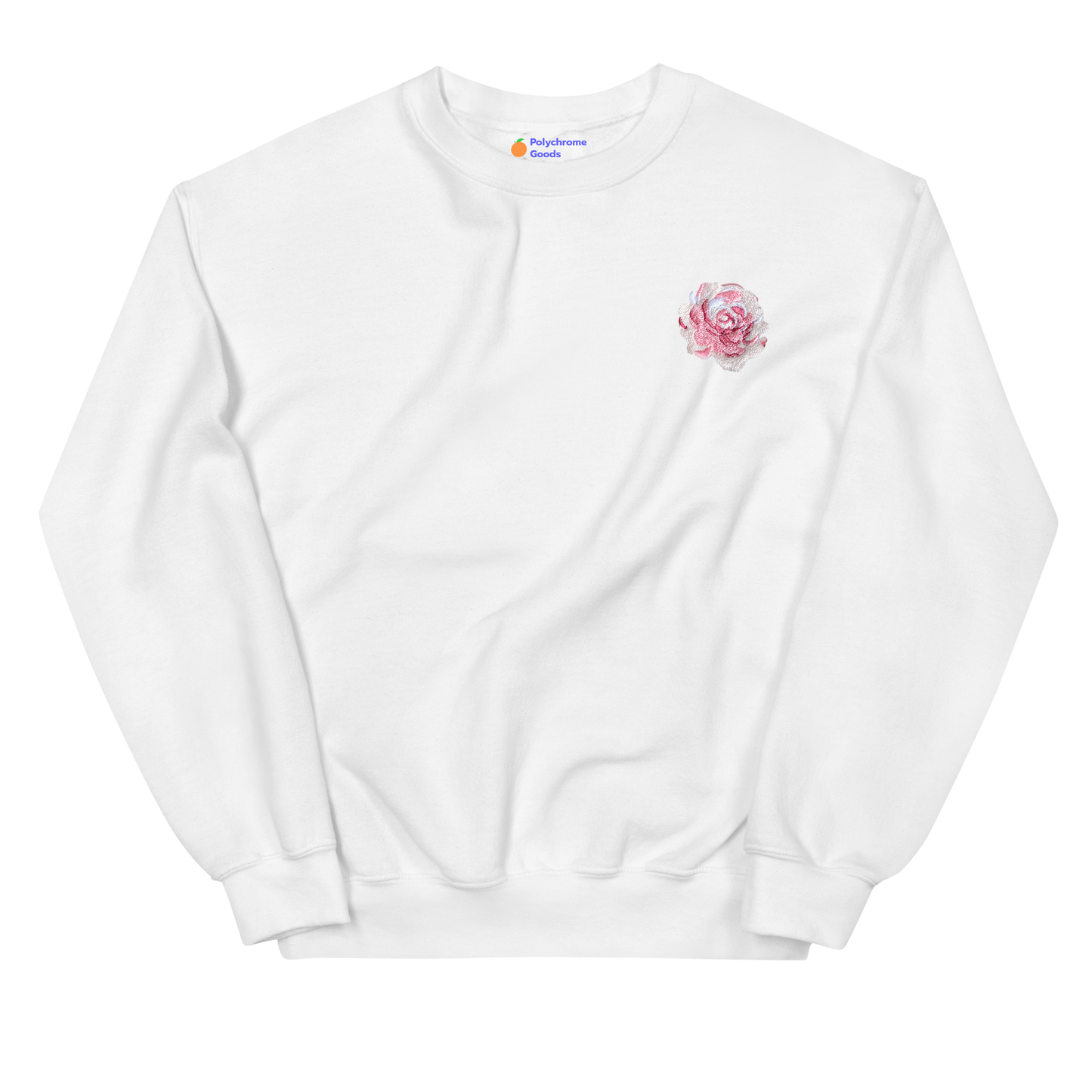 Pink Rose Flower Embroidered Sweatshirt