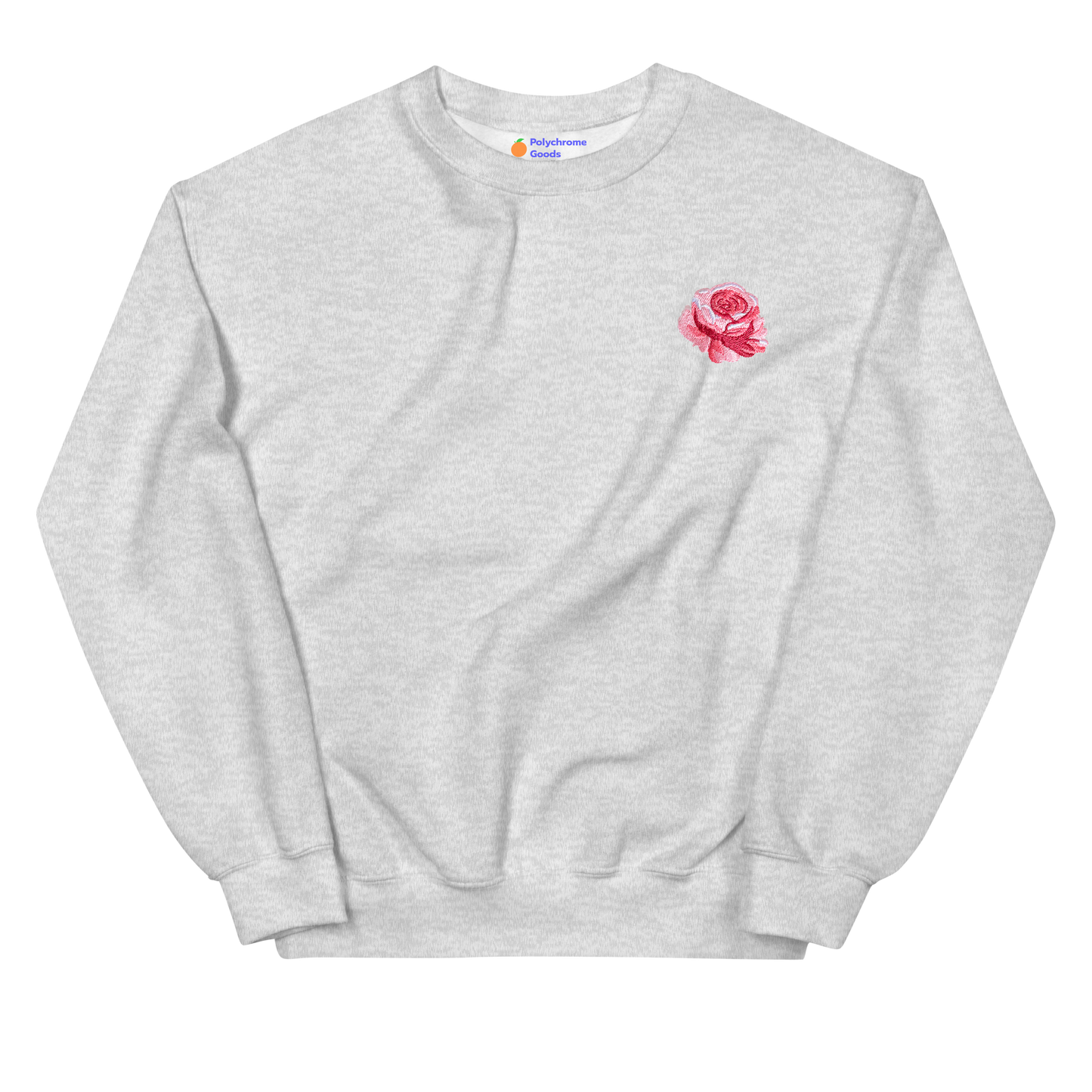 Red Rose Flower Embroidered Sweatshirt