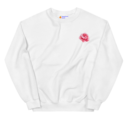 Red Rose Flower Embroidered Sweatshirt