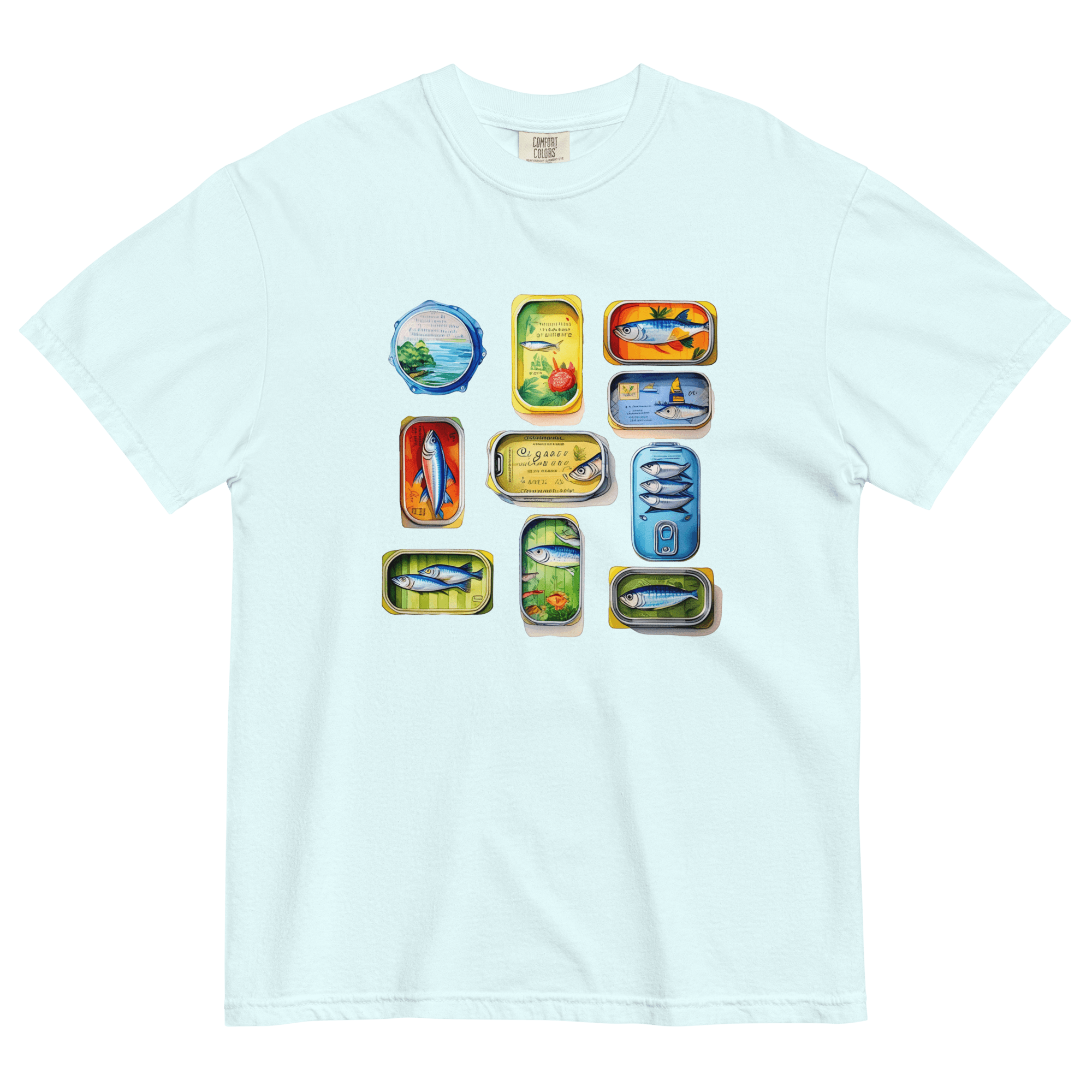 Sardine Tins Watercolor T-shirt - Polychrome Goods 🍊