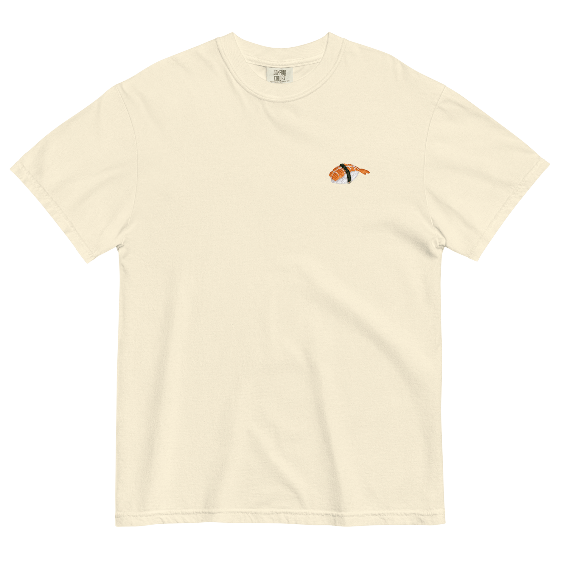 Shrimp Sushi Embroidered T-Shirt 🍤 - Polychrome Goods 🍊