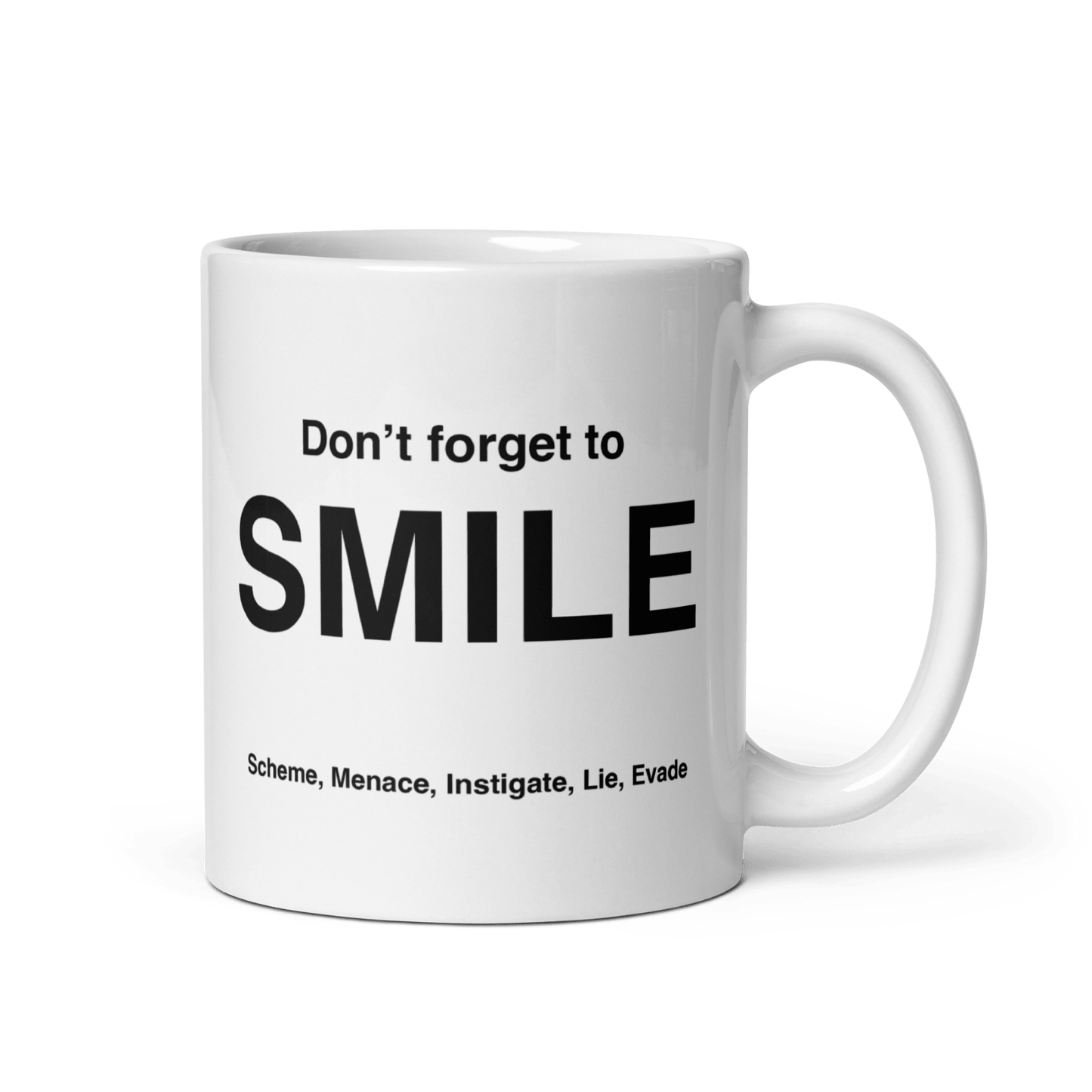 SMILE Mug (Scheme, Menace, Instigate, Lie, Evade) - Polychrome Goods