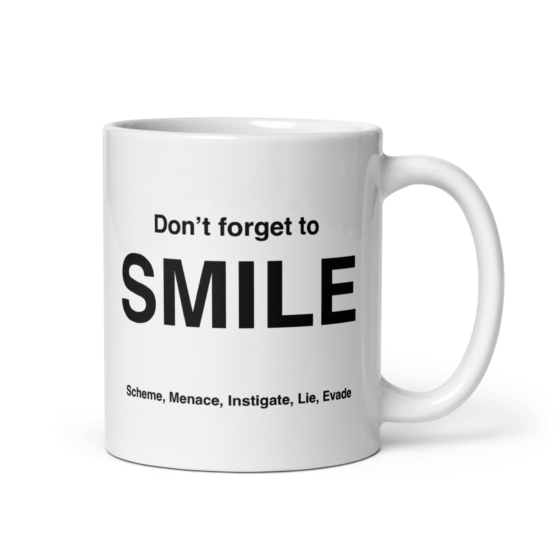 SMILE Mug (Scheme, Menace, Instigate, Lie, Evade) - Polychrome Goods