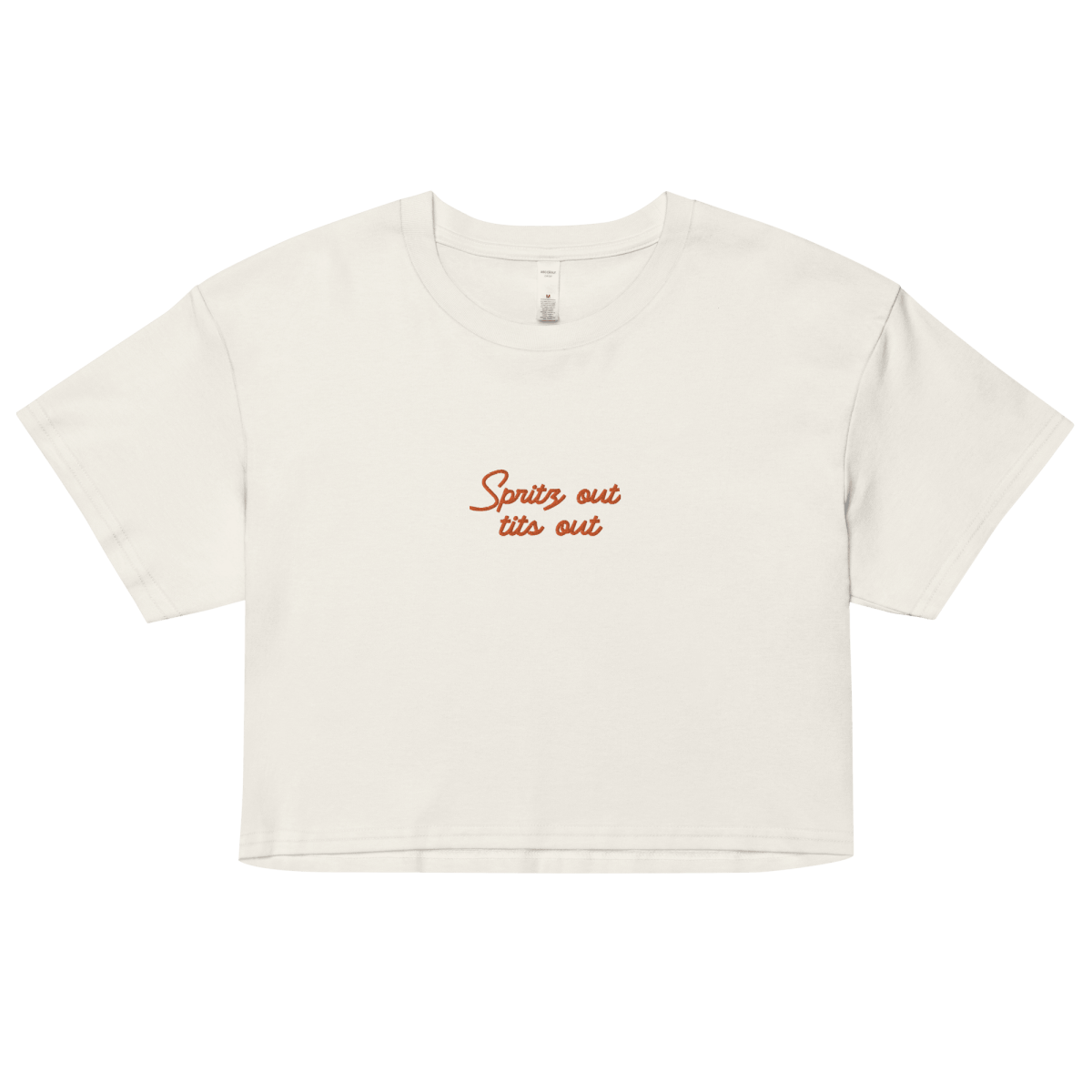 Spritz out, tits out Embroidered Crop Top - Polychrome Goods 🍊