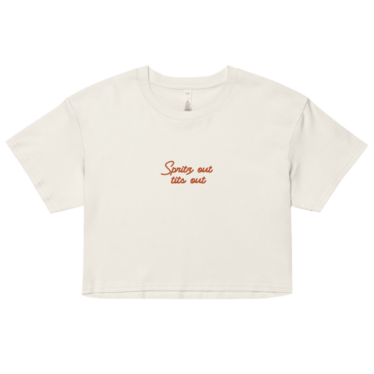 Spritz out, tits out Embroidered Crop Top - Polychrome Goods 🍊