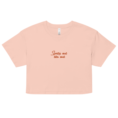 Spritz out, tits out Embroidered Crop Top - Polychrome Goods 🍊