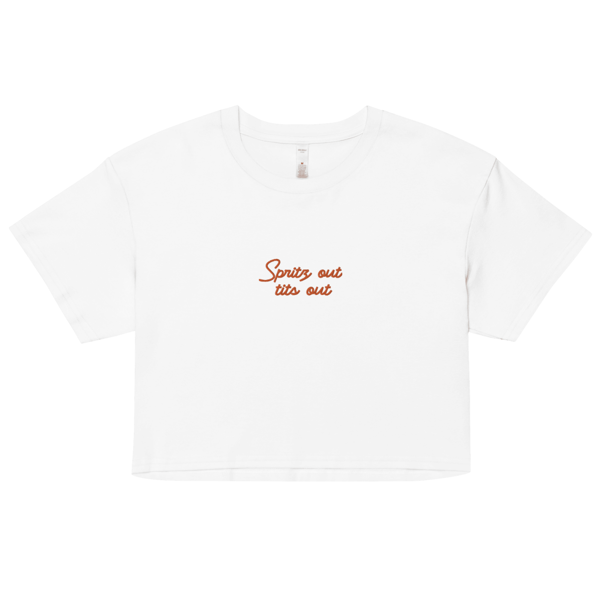 Spritz out, tits out Embroidered Crop Top - Polychrome Goods 🍊