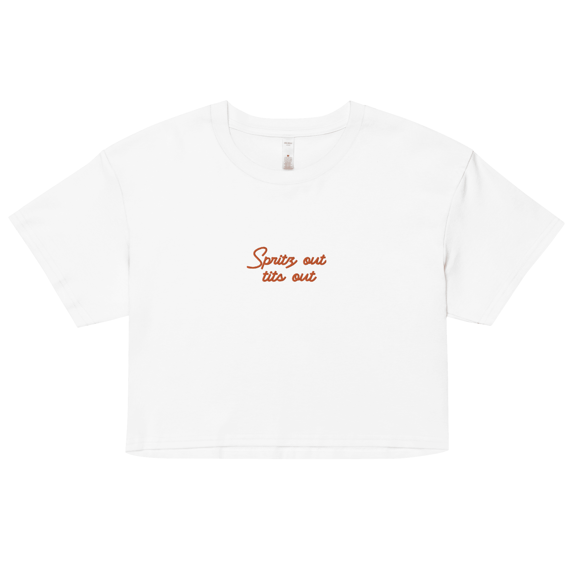 Spritz out, tits out Embroidered Crop Top - Polychrome Goods 🍊