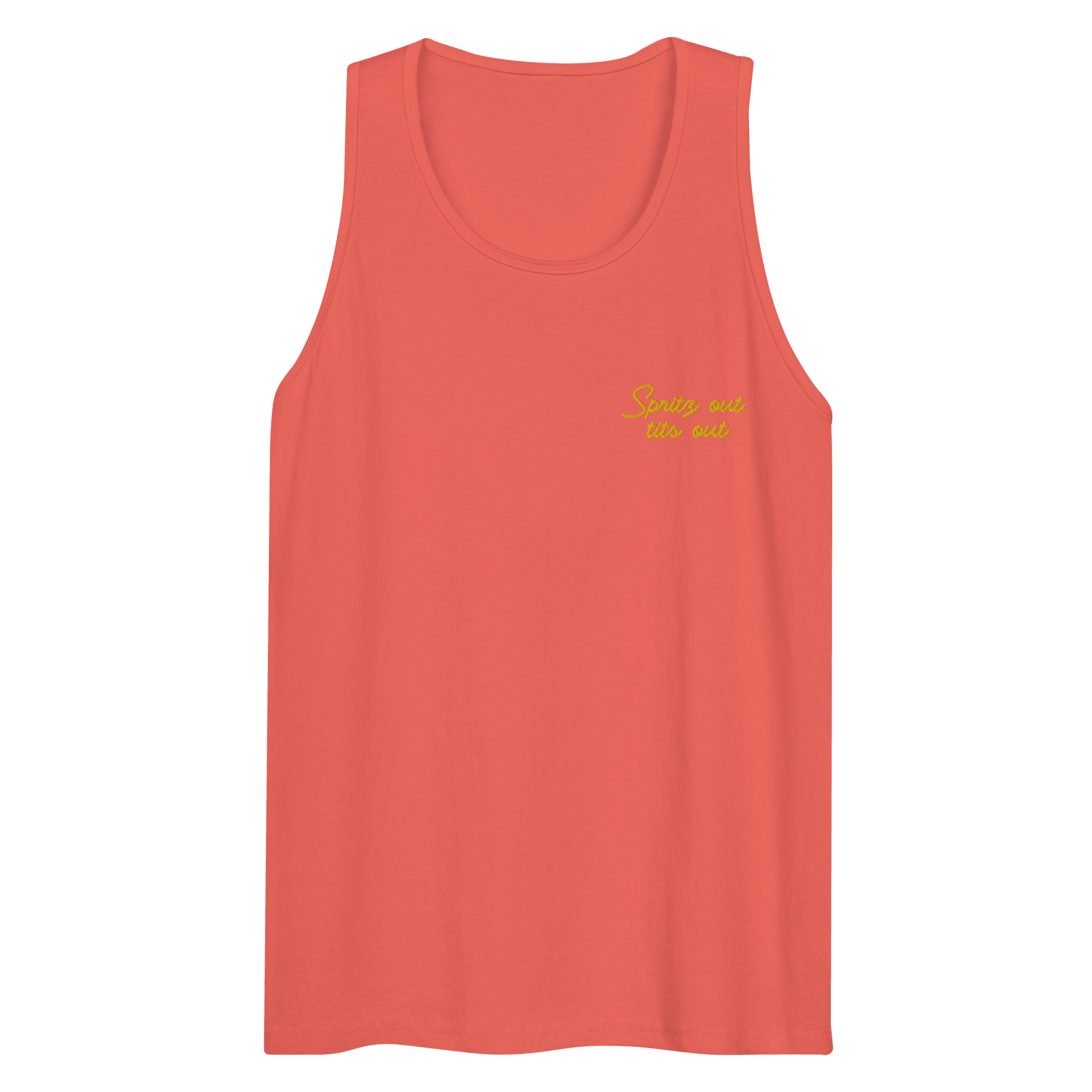 Spritz out, tits out Embroidered Men's Tank Top - Polychrome Goods 🍊