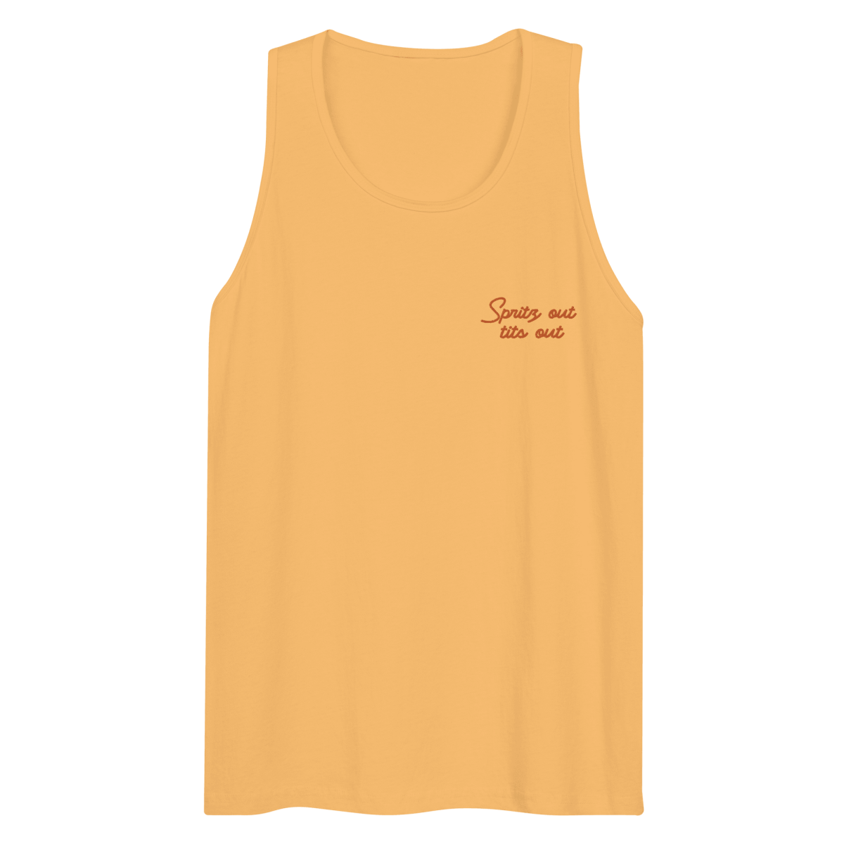 Spritz out, tits out Embroidered Men's Tank Top - Polychrome Goods 🍊