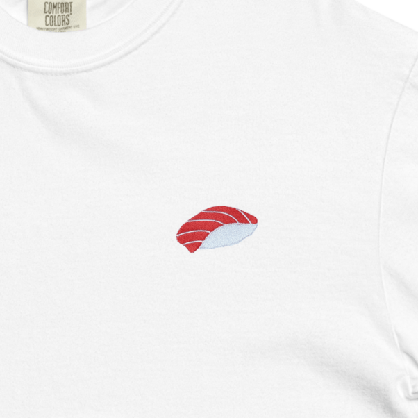 Tuna Sushi 🍣 Embroidered T-Shirt - Polychrome Goods 🍊