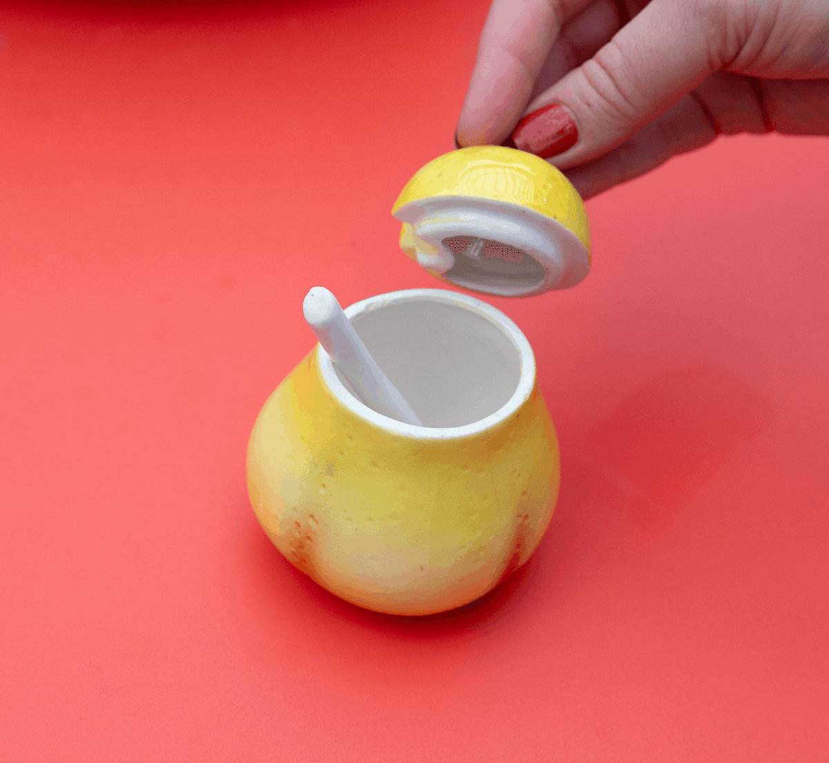 Vintage Ceramic Pear Sugar Dish - Polychrome Goods 🍊