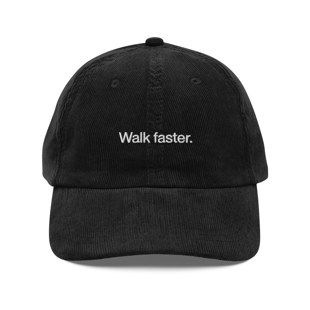 Walk faster. Embroidered Corduroy Hat - Polychrome Goods 🍊