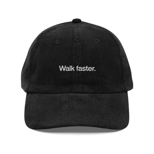 Walk faster. Embroidered Corduroy Hat - Polychrome Goods 🍊