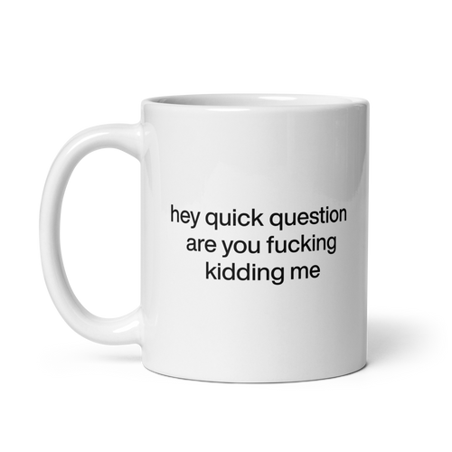 Hey quick question are you fucking kidding me Mug