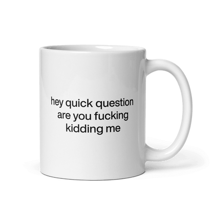 Hey quick question are you fucking kidding me Mug