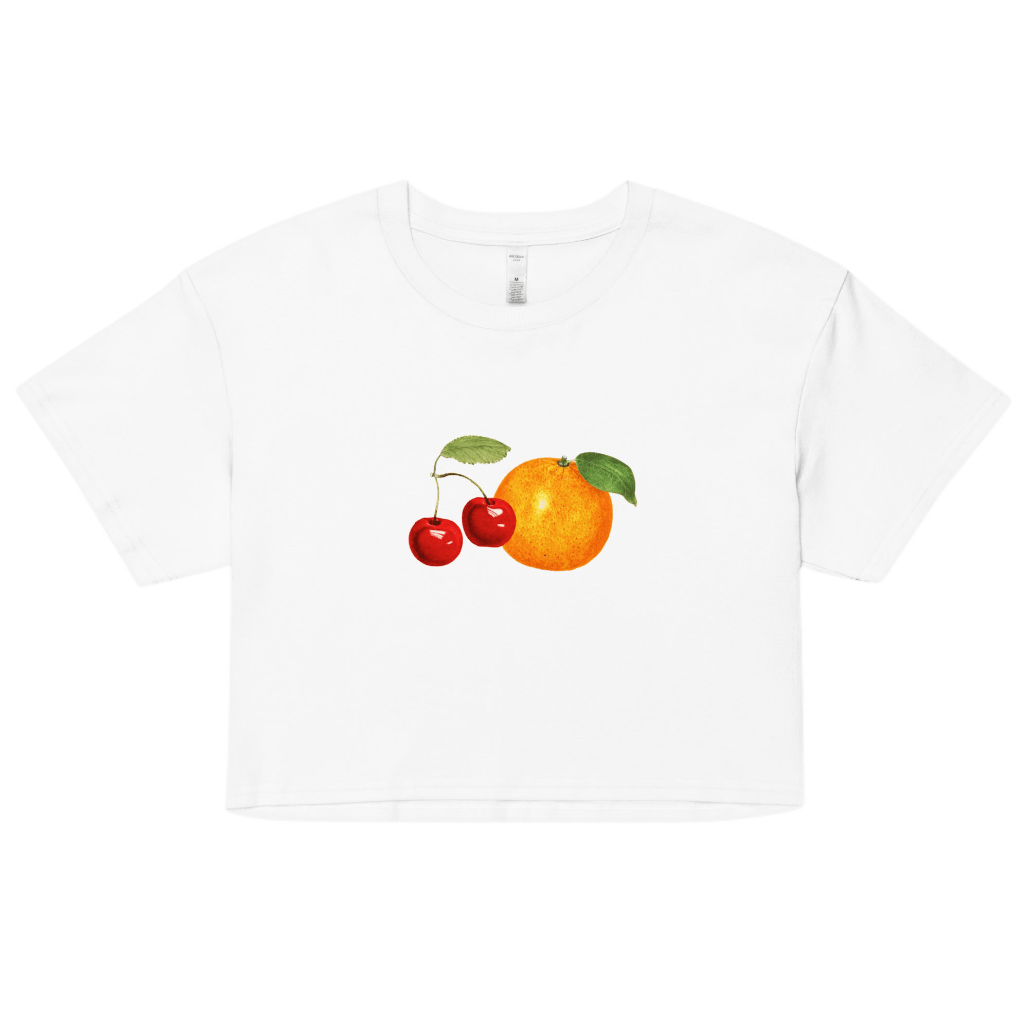 Women's Orange Cherry Fruit Crop Top T-Shirt Polychrome Goods