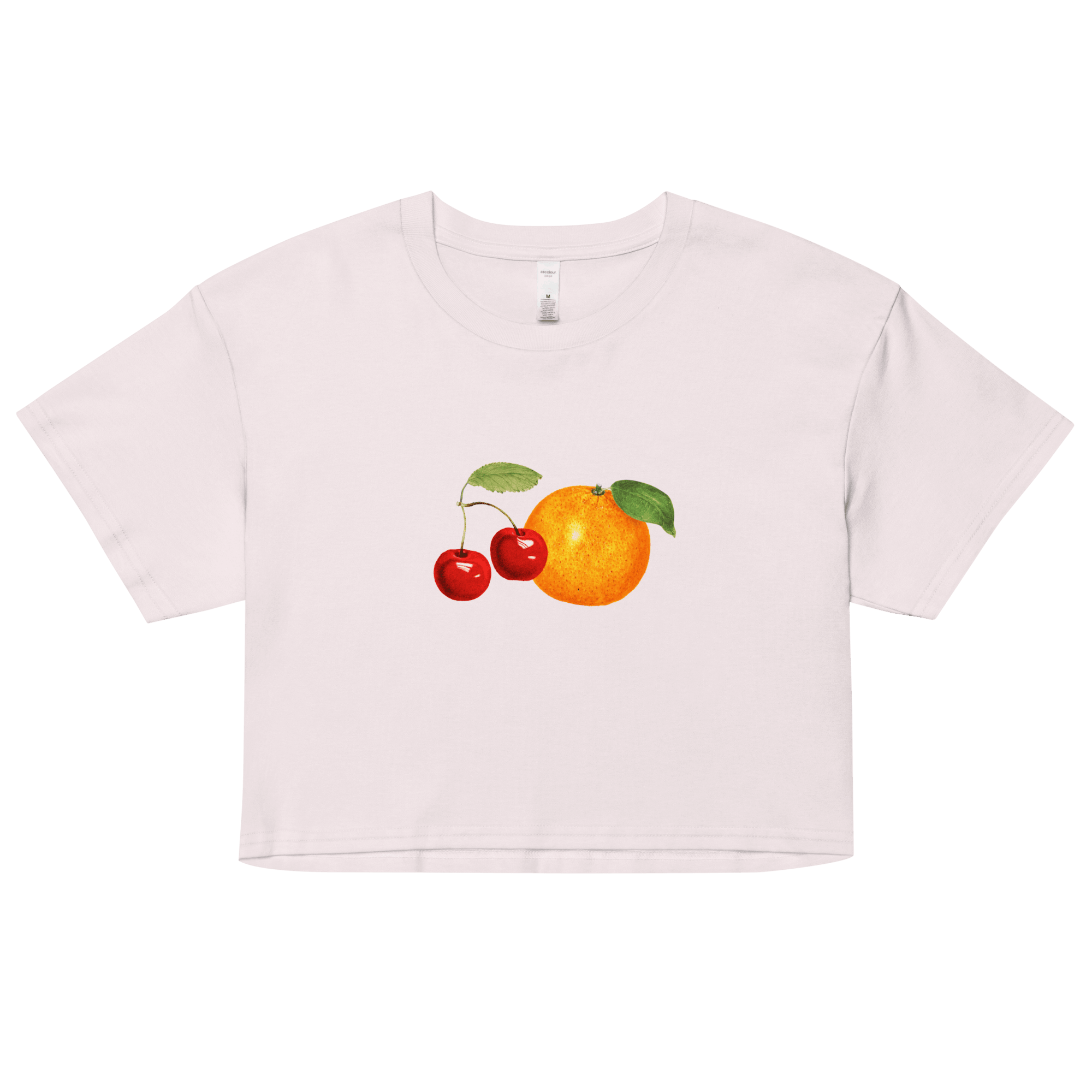 Women's Orange Cherry Fruit Crop Top T-Shirt - Polychrome Goods 🍊