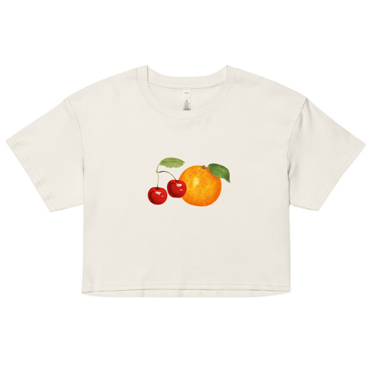 Women's Orange Cherry Fruit Crop Top T-Shirt - Polychrome Goods 🍊