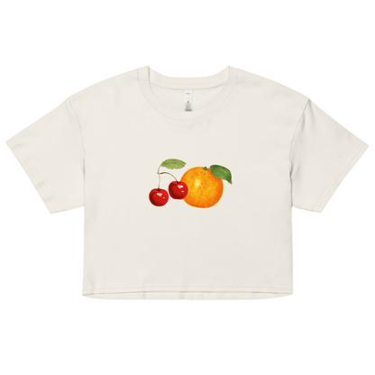 Women's Orange Cherry Fruit Crop Top T-Shirt - Polychrome Goods 🍊