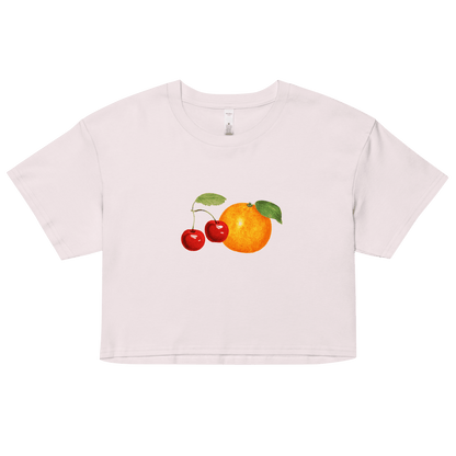 Women's Orange Cherry Fruit Crop Top T-Shirt - Polychrome Goods 🍊