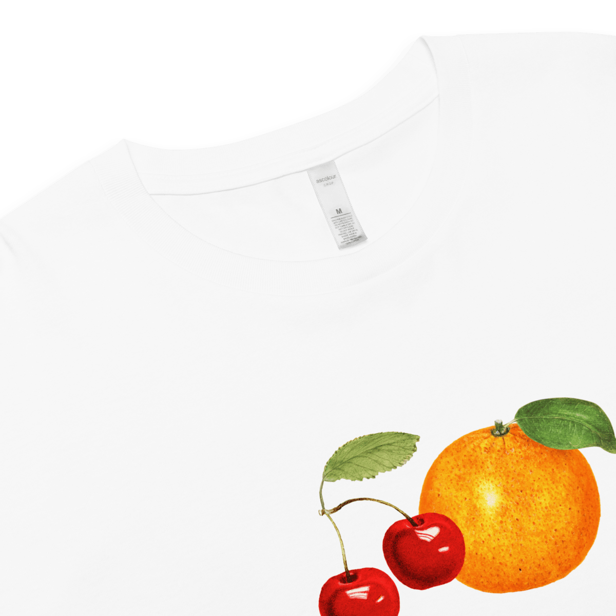 Women's Orange Cherry Fruit Crop Top T-Shirt - Polychrome Goods 🍊