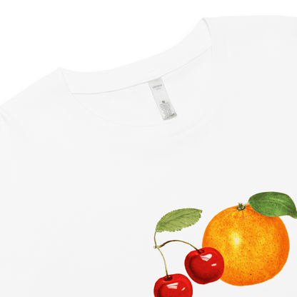 Women's Orange Cherry Fruit Crop Top T-Shirt - Polychrome Goods 🍊