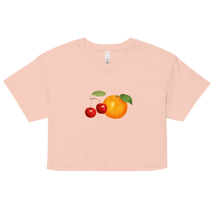 Women's Orange Cherry Fruit Crop Top T-Shirt - Polychrome Goods 🍊