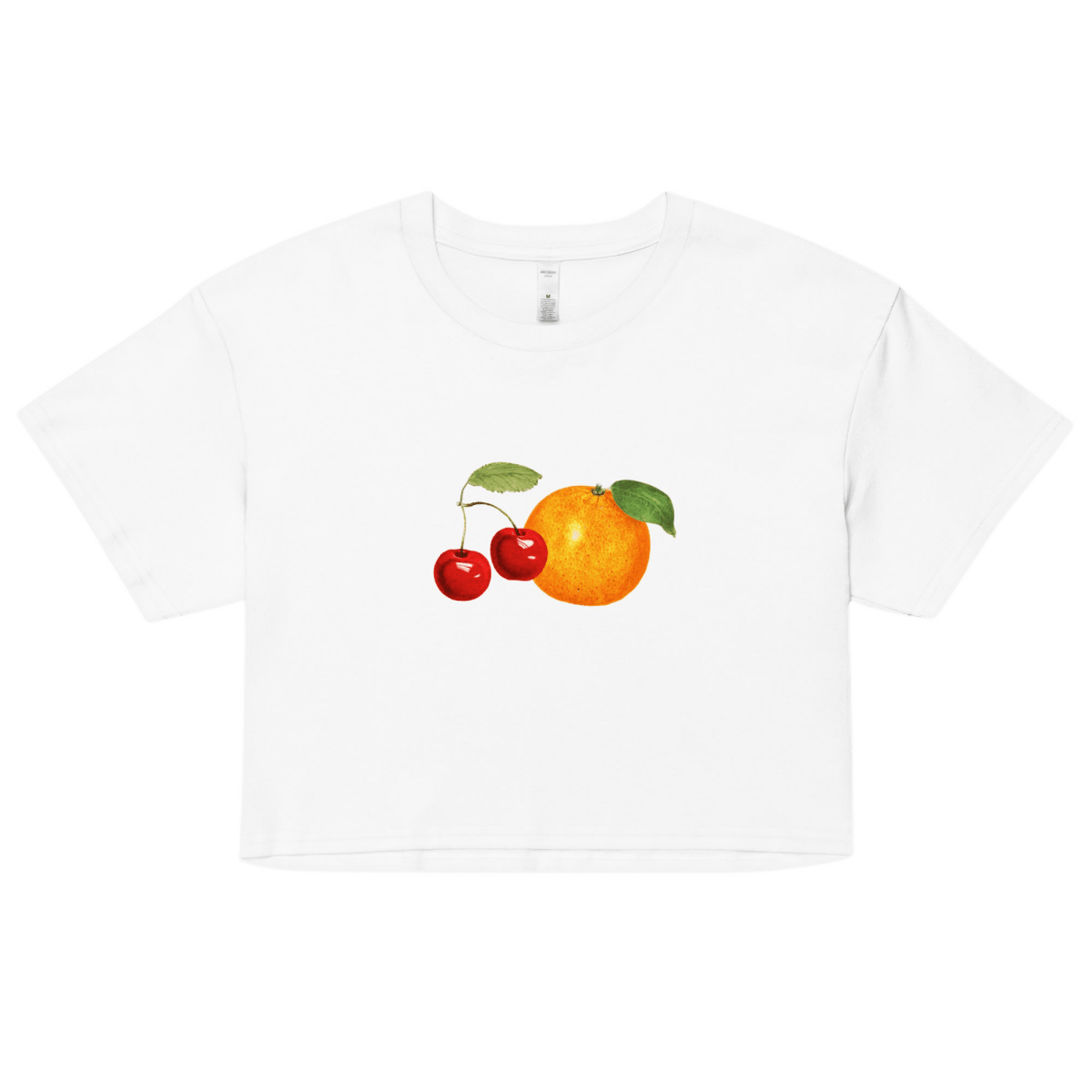 Women's Orange Cherry Fruit Crop Top T-Shirt - Polychrome Goods 🍊