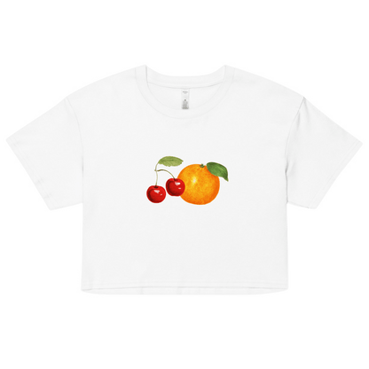 Women's Orange Cherry Fruit Crop Top T-Shirt - Polychrome Goods 🍊